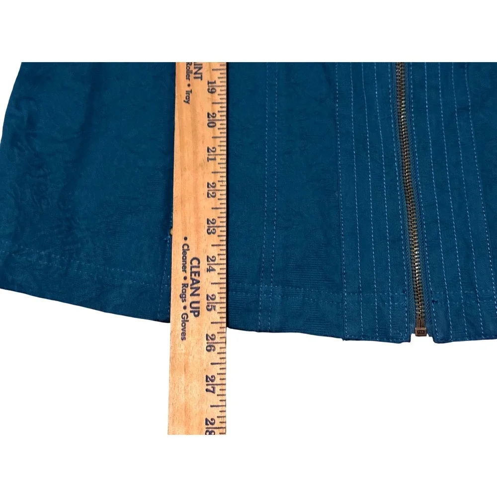 Coldwater Creek Womens Jacket Size 16 Teal Long Sleeve‎ 2 Pockets 100% Cotton